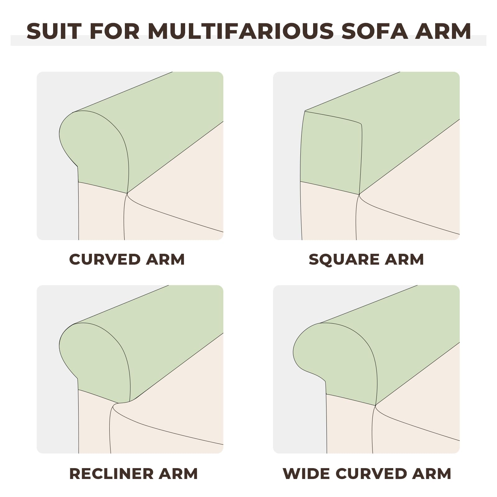 Taque Couch Arm Covers 2 Pcs Sofa Armrest Covers Stretch Couch,Armrest Cover for Chairs Scratch-Resistant Sofa Arm Cover Armchair Slipcovers,Avocado Green