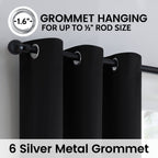 SimpleHome Black 100% Blackout Curtains Room Darkening Living Room 63 Inch