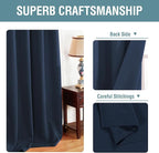 H.VERSAILTEX Ultra Soft Premier Blackout Curtain for Living Room Extra Long, Thermal Insulated Bedroom Curtains Grommet Top, Noise Reducing Patio Door Curtain - Navy Blue, One Panel, 52'W x 96'L