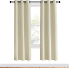 NICETOWN Room Darkening Curtains Panels for Bedroom, Beige, 2 Panels, 34 x 70 Inch, Energy Saving Thermal Insulated Solid Ring Top Light Blocking Window Drapes for Flat