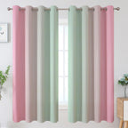Estelar Textiler Sage Green and Pink Ombre Blackout Curtains for Bedroom