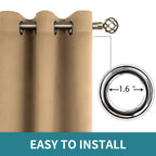 BGment Khaki Room Darkening Curtains 95 Inch for Living Room - 2 Panels
