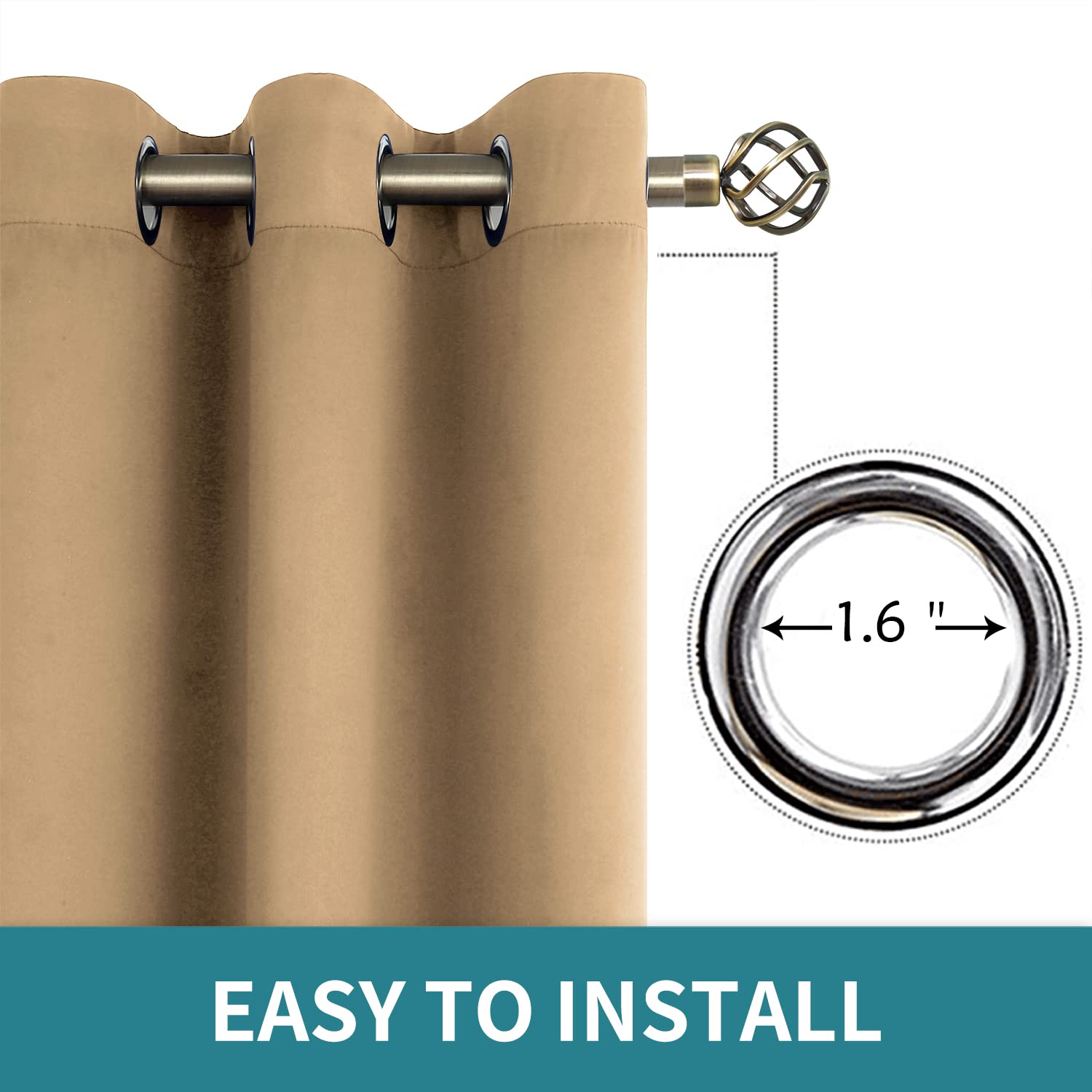 BGment Khaki Room Darkening Curtains 95 Inch for Living Room - 2 Panels