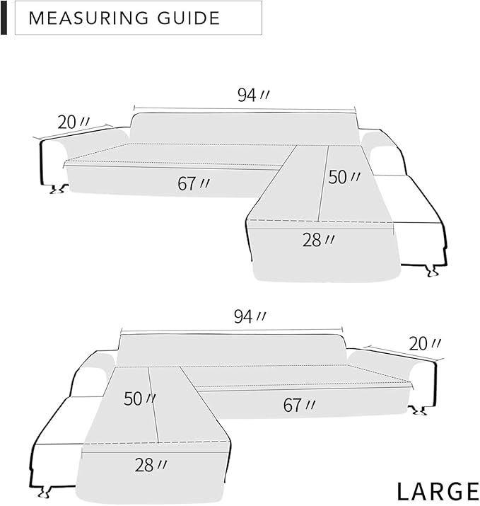 Easy-Going L Shape Sofa Slipcover - Sectional Couch Cover with Chaise - Reversible Sofa Cover for Pets & Kids (Large, White/White)