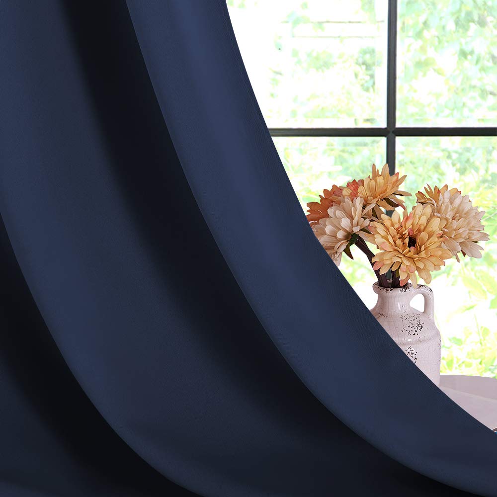 NICETOWN Living Room Blackout Curtain Panels, Window Treatment Energy Saving Thermal Insulated Solid Grommet Blackout Drapes/Draperies (Navy, 1 Pair, 42 by 54-Inch)