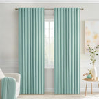 MIULEE Aqua Back Tab Blackout Curtains 84 Inch Length 2 Panels Set for Living Room Bedroom Privacy, Rod Pocket/Pinch Pleat Thermal Insulated Room Darkening Pleated Light Blocking Drapes