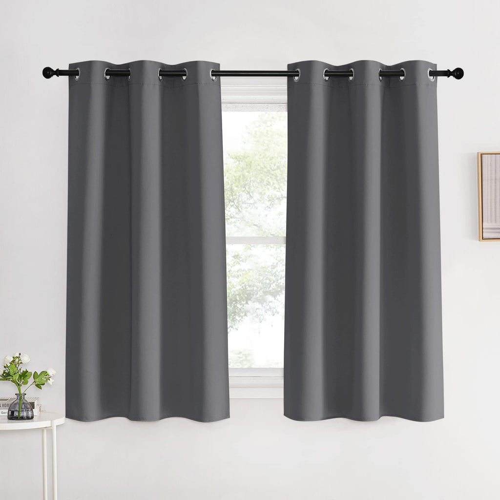 NICETOWN Grey Blackout Curtain Panels for Bedroom, 2 Panels, W42 x L60 inches, Grey, Thermal Insulated Grommet Top Blackout Draperies and Drapes