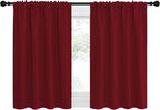 NICETOWN 36 inch Curtains for Small Windows, Thermal Insulated Privacy Short Drapes for Kitchen Bathroom (Set of 2, Burgundy Red, 34" Wide)