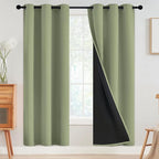 SimpleHome 100% Blackout Curtains for Bedroom,Thermal Insulated Sage Grommet Window Drapes Room Darkening Curtains for Living Room with Black Back,42 x 72 Inch,2 Panels