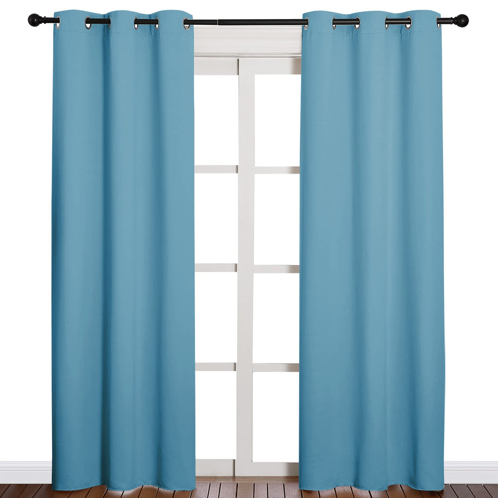 NICETOWN Window Treatment Thermal Insulated Solid Grommet Blackout Curtains/Drapes for Bedroom (Teal Blue, Set of 2 Panels, 42 by 84 Inch)