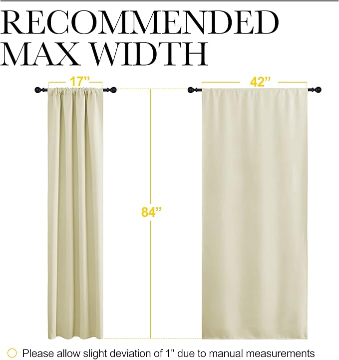 NICETOWN Blackout Curtains for Living Curtains, Window Treatment Thermal Insulated Solid Room Darkening Drape Panels for Patio Sliding Glass Door (Beige, Set of 2, 42 inches Width by 84 inches Length)