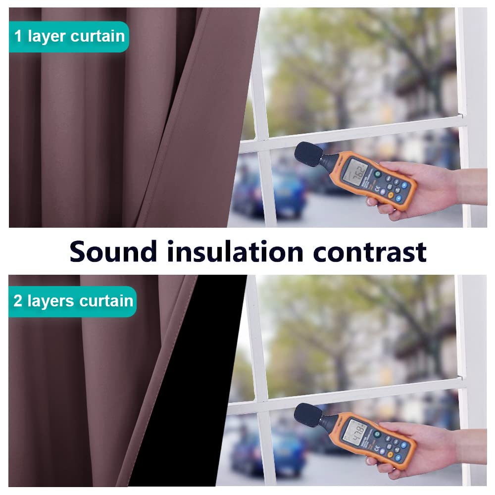 NICETOWN Dry Rose 100% Blackout Lined Curtains, 2 Thick Layers Completely Blackout Window Treatment Panels Thermal Insulated Drapes for Kitchen (1 Pair, 42" Width x 63" Length Each Panel)
