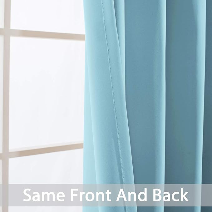 Yakamok Room Darkening Curtains 52x72 inch Length Sky Blue-Living Room