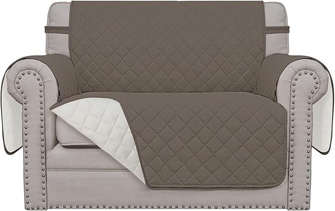 Easy-Going Reversible Couch Cover, Oversized Chair, Taupe/Ivory