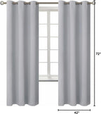 BGment Room Darkening Curtains 72 Inches Long - Grommet Thermal Insulated Drapes Window Treatment Curtains for Bedroom, 2 Panels, 42 x 72 Inch, Light Grey