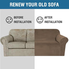 H.VERSAILTEX Stretch Velvet Loveseat Covers for 2 Cushion Couch Covers for Living Room Sofa Covers Slipcovers with Non Slip Straps Bottom, Ultra Thick Comfy Velour (Width 58"-72", Coco Mocha)