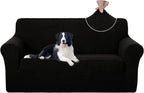 U-NICE HOME Oversized Stretch Loveseat Couch Cover Sofa Covers Washable Sofa Slipcover Furniture Protector for 2 Cushion Couch Sofa Pet Friendly, Black