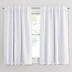 PONY DANCE Kitchen Curtains White - Thermal Insulated Draperies Light Filter Curtain Decorative Drapes with Back Tab Energy Saving for Kitchen, 52 Wide x 54 Long, Pure White, 2 Panels