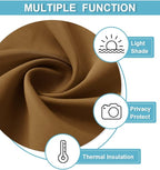 RYB HOME Short Gold Brown Blackout Curtains for Small Bedroom Window, Insulating UV Blocking Drapes for Kitchen Cafe Basement Garage, Privacy Tiers for Bathroom Window, Width 42 by Length 36, Set of 2