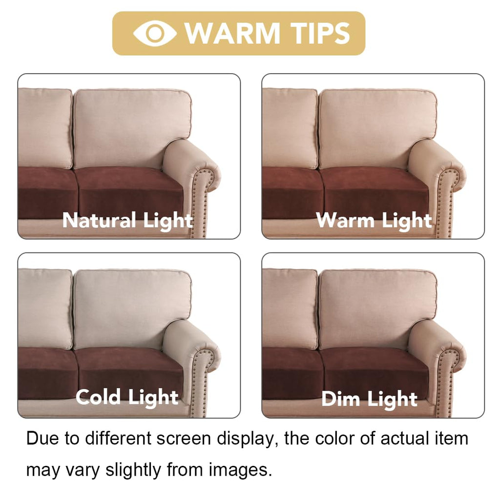 H.VERSAILTEX Velvet Stretch Couch Cushion Cover Plush Cushion Slipcover for Chair Loveseat Sofa Cushion Furniture Protector Seat Cushion Sofa Cover (3 Piece Sofa Cushion Covers, Burnt Brick)
