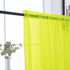 SpaceDresser Basic Rod Pocket Sheer Voile Window Curtain Panels Chartreuse 1 Pair 2 Panels 52 Width 72 Inch Long for Kitchen Bedroom Children Living Room Yard（Chartreuse, 52W x 72L）