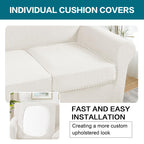 Turquoize 4 Piece Sofa Covers for 3 Cushion Couch Sofa Slipcover Soft Couch Cover for Dogs-Washable Sofa Furniture Cover with 3 Individual Cushion Covers (3 Cushion Sofa, Porcelain White)