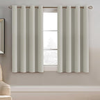 H.VERSAILTEX Blackout Curtain for Living Room Small Window Kitchen Blackout Curtains 45 inch Length Energy Saving Solid Grommet Blackout Drape, One Panel, Ivory/Cream, 52" W x 45" L