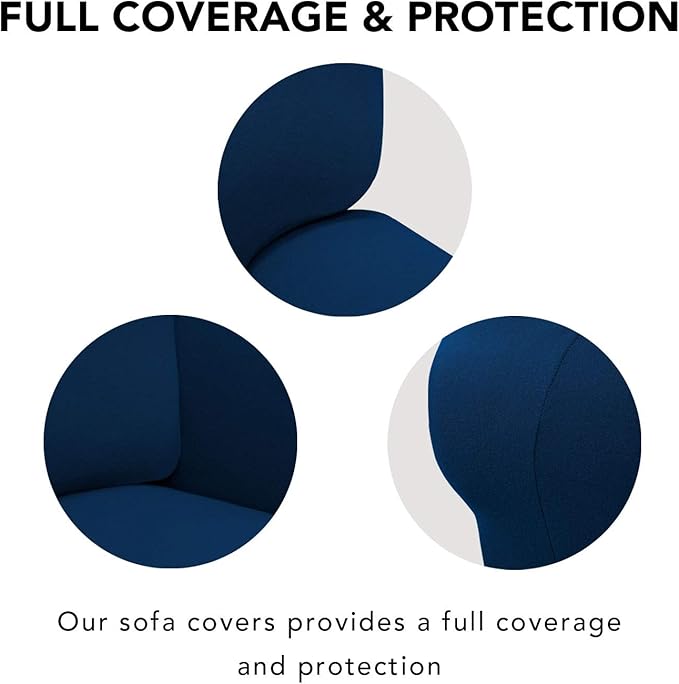PureFit Stretch Oversized Couch Covers Fleece Sofa Slipcovers Navy