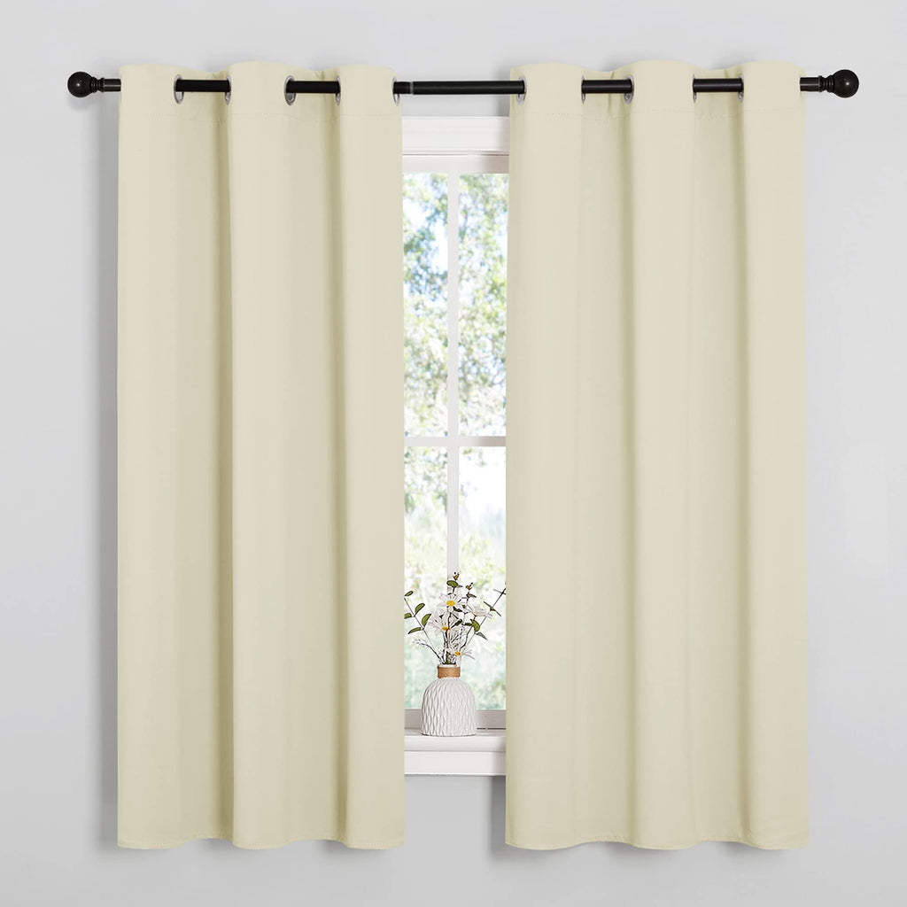 NICETOWN Kitchen Curtains for Decoration, Thermal Insulated Grommet Room Darkening Draperies/Panels for Laundry (Beige, 2 Panels, W42 x L63 inches)
