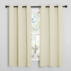 NICETOWN Kitchen Curtains for Decoration, Thermal Insulated Grommet Room Darkening Draperies/Panels for Laundry (Beige, 2 Panels, W42 x L63 inches)