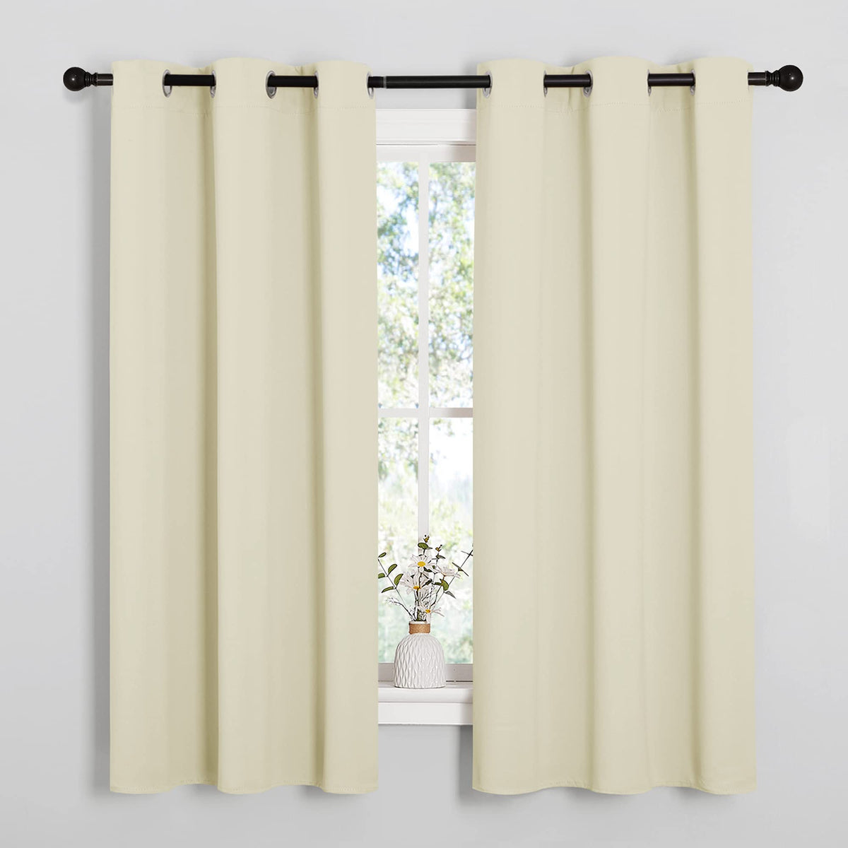 NICETOWN Grey Blackout Curtains for Bedroom 42" Wide x 63" Long 2 Panels