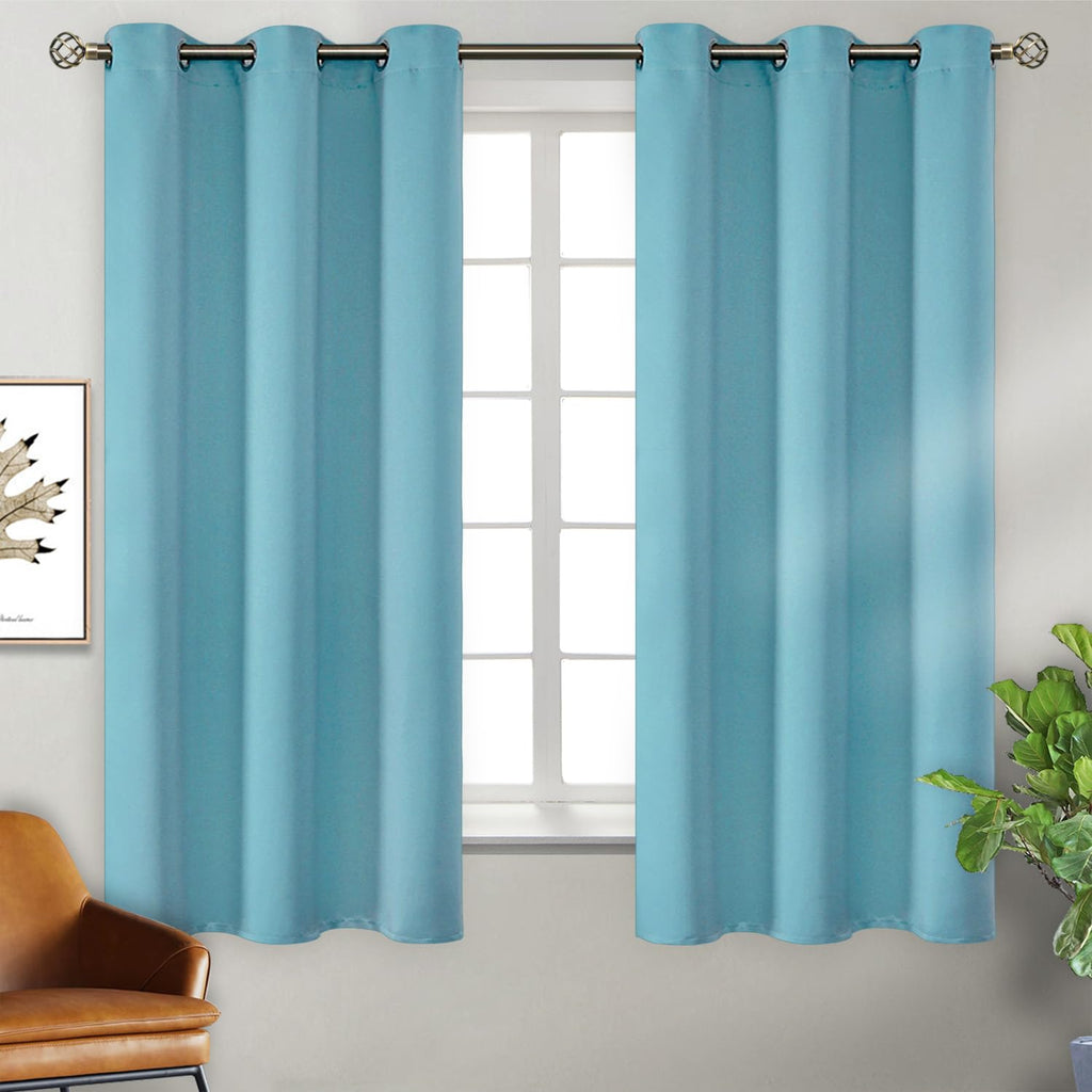 BGment Aqua Blue Room Darkening Curtains 63 Inch for Bedroom - 2 Panels