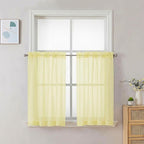 Chyhomenyc Sheer Curtains 36 inch Length 2 Panels Set - Light Filtering Voile Rod Pocket Short Window Curtians for Bathroom Living Room Farmhouse Small Windows, 42Wx36L inches, Light Yellow