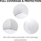 PureFit Super Stretch 4 Seater Sofa Slipcover – Spandex Non Slip Soft Couch Sofa Cover, Washable Furniture Protector with Non Skid Foam and Elastic Bottom for Kids, Pets （XX Large, White）
