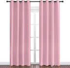 NICETOWN Crystal Pink Blackout Curtains Grommet - Home Decorations Thermal Insulated Solid Grommet Top Blackout Living Room Panels/Drapes for Gift (1 Pair, 55 x 86 inches)