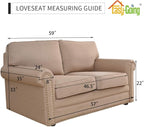 Easy-Going Stretch Loveseat Slipcover 1-Piece Sofa Cover Furniture Protector Couch Soft with Elastic Bottom for Kids Polyester Spandex Jacquard Fabric Small Checks (Loveseat, Taupe)