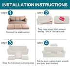 Turquoize 4 Piece Sofa Covers for 3 Cushion Couch Sofa Slipcover Soft Couch Cover for Dogs-Washable Sofa Furniture Covers with 3 Individual Large Cushion Covers (XL Sofa, Cream)