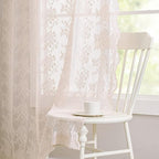 YJ YANJUN Vintage Lace Curtains 96 Inches Long-Victorian Floral Pattern Dusty Pink Sheer Curtain Panels for Living Room Bedroom,Light Filtering, Shabby Chic Girls Drapes 2 Panels 52W x 96L