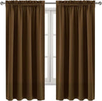 DWCN Blackout Curtains Room Darkening Thermal Insulated Bedroom Curtains Window Curtain Panels, 52 x 63 inches Long, Set of 2 Brown Rod Pocket Drapes