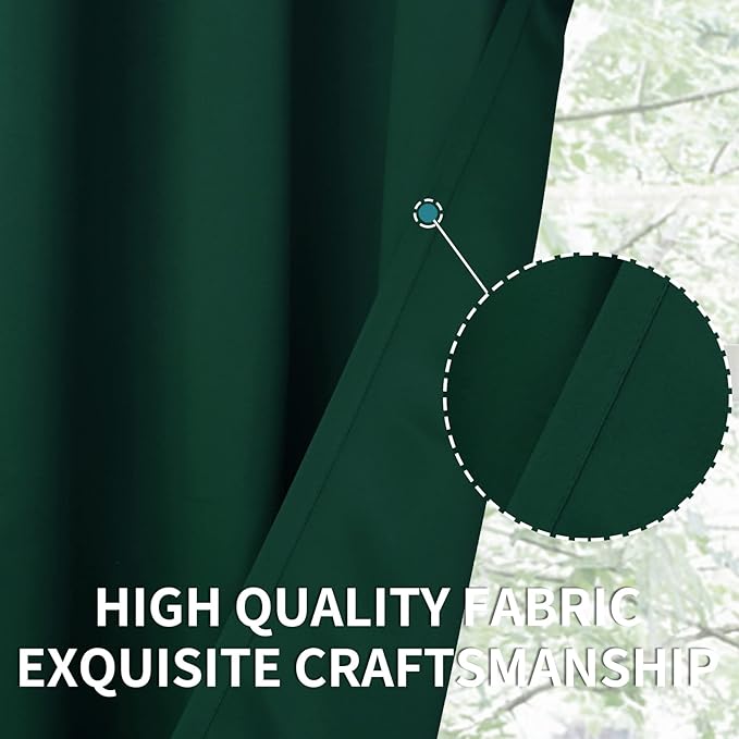 BGment Blackout Curtains - Grommet Thermal Insulated Room Darkening Bedroom and Living Room Curtain, Set of 2 Panels (52 x 45 Inch, Emerald)