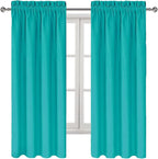 DWCN Blackout Curtains for Living Room Thermal Insulated, Energy Saving & Noise Reducing Bedroom Curtains, Peacock Blue, W 42x L 63 Inch, Set of 2 Rod Pocket Curtain Panels
