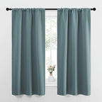 NICETOWN Greyish Blue Blackout Curtains Panels for Window, Thermal Insulated Rod Pocket Blackout Drapes/Draperies for Living Room (2 Panels, W34 x L63 inches)
