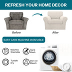 Turquoize 2 Piece Chair Covers for Living Room Armchair Couch Cover with Individual Cushion Covers Furniture Cover for Chairs Feature Jacquard Fabric (Chair, Ivory)