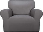 PureFit Super Stretch Chair Sofa Slipcover – Spandex Non Slip Soft Couch Sofa Cover, Washable Furniture Protector with Non Skid Foam and Elastic Bottom for Kids, Pets （Chair, Light Gray）