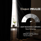 MIULEE Black Blackout Bedroom Curtains Drapes 96 Inch Long 52"x96"