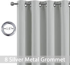 Yakamok Soft Room Darkening Light Gray Blackout Curtains Thermal Insulated Grommet Curtain Panels for Bedroom, 52W x 63L,Light Grey, 2 Panels