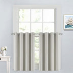Yakamok 36 Inch Room Darkening Curtains, Blackout Window Panels Thermal Insulated Grommet Top Light Blocking Drapes for Bathroom Basement, 52Wx36L, Light Beige, 2 Panels