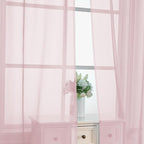 OVZME Blush Pink Sheer Curtains 63 Inches Long 2 Panels - Soft Light Filtering Window Sheer Panels for Living Room/Bedroom, Top Dual Rod Pocket, 1 Pair, Each 42Wx63L Inches