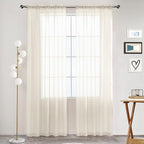 SpaceDresser Basic Rod Pocket Sheer Voile Window Curtain Panels Ivory 1 Pair 2 Panels 52 Width 63 Inch Long for Kitchen Bedroom Children Living Room Yard(Ivory,52 W x 63 L)