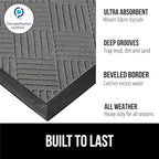 GORILLA GRIP 100% Waterproof All-Season WeatherMAX Doormat, 60x24, US Designed Natural Rubber, Stain and Fade Resistant, Low Profile Indoor Outdoor Door Mats, Easy Clean Patio Mat, Gray Diamond